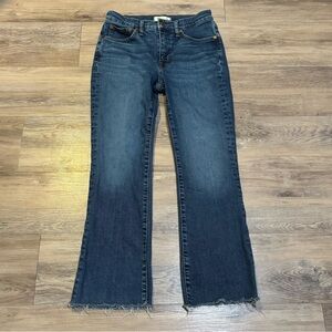 Madewell mid rise kick out flare jeans raw hem size 27 EUC